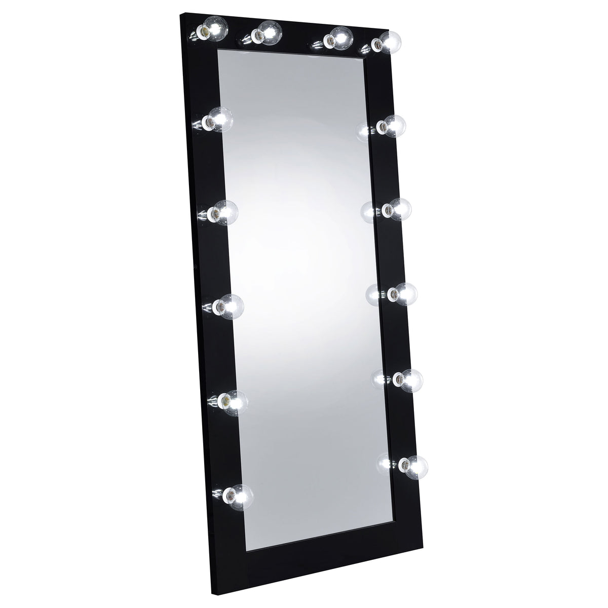 Zayan LED Full-Length Floor Mirror - 32 x 71 Inch Hollywood Glam in Black High Gloss – view 3