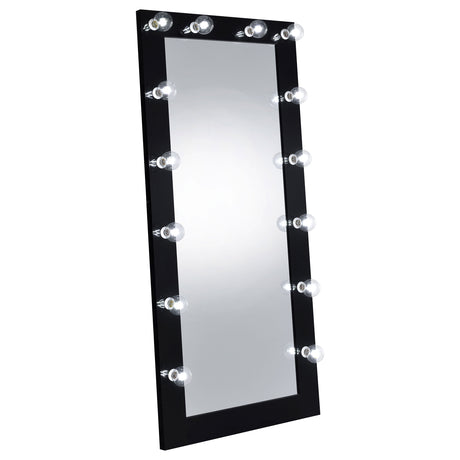 Zayan LED Full-Length Floor Mirror - 32 x 71 Inch Hollywood Glam in Black High Gloss – view 3