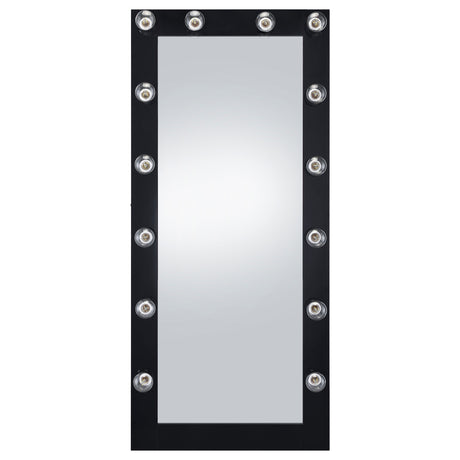Zayan LED Full-Length Floor Mirror - 32 x 71 Inch Hollywood Glam in Black High Gloss – view 4