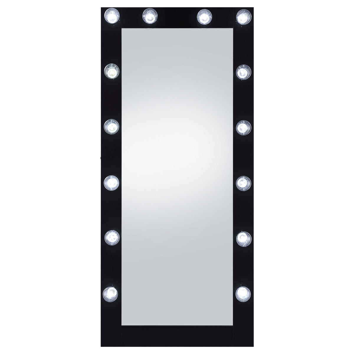 Zayan LED Full-Length Floor Mirror - 32 x 71 Inch Hollywood Glam in Black High Gloss – view 5