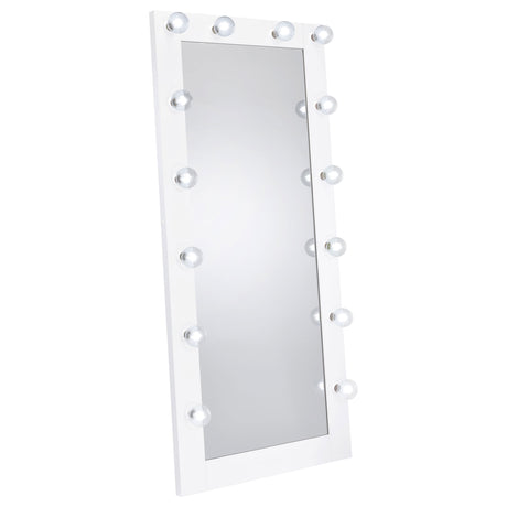 Zayan Full-Length LED Floor Mirror - Hollywood Style White High Gloss Frame, 32" x 71" – view 3
