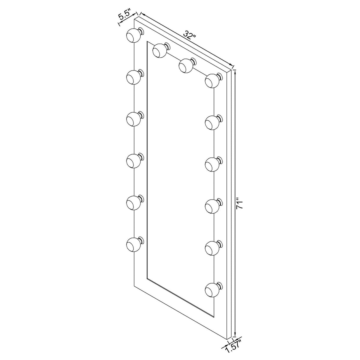 Zayan Full-Length LED Floor Mirror - Hollywood Style White High Gloss Frame, 32" x 71" – view 12