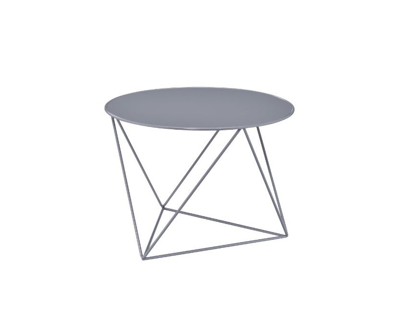 Epidia Geometric Accent Table - Round Top on Powder-Coated Metal Base in Blue, Gray or Yellow