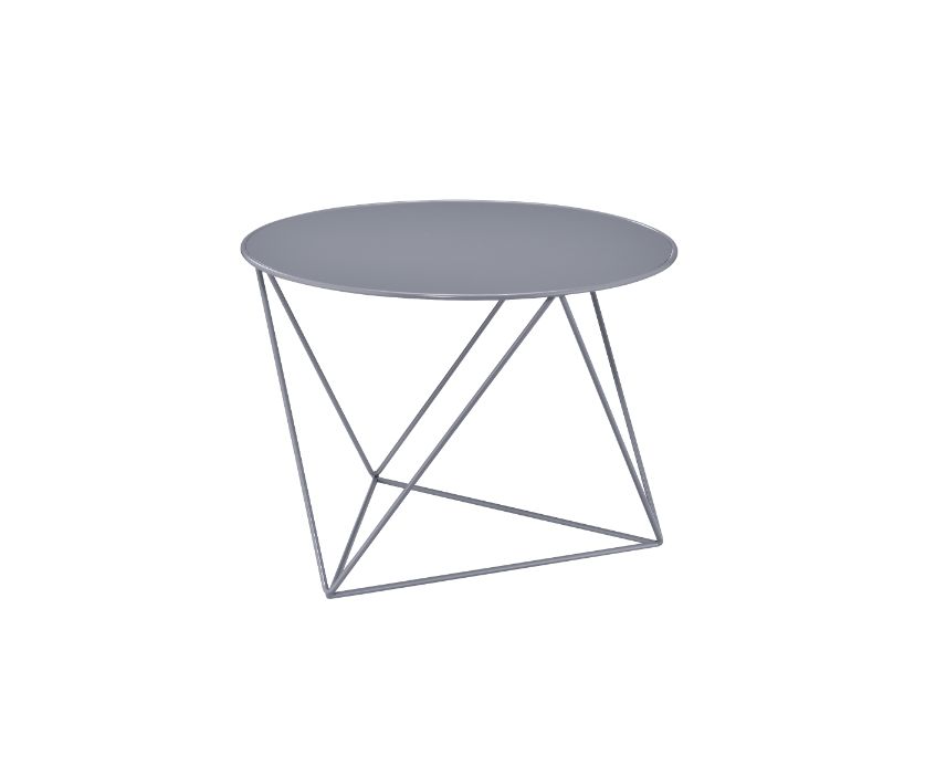 Epidia Geometric Accent Table - Round Top on Powder-Coated Metal Base in Blue, Gray or Yellow