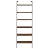 Owens 96" Tall 6-Shelf Wall Bookshelf - Walnut Shelves on Sandy Black Metal Frame – view 3