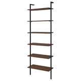 Owens 96" Tall 6-Shelf Wall Bookshelf - Walnut Shelves on Sandy Black Metal Frame – view 4