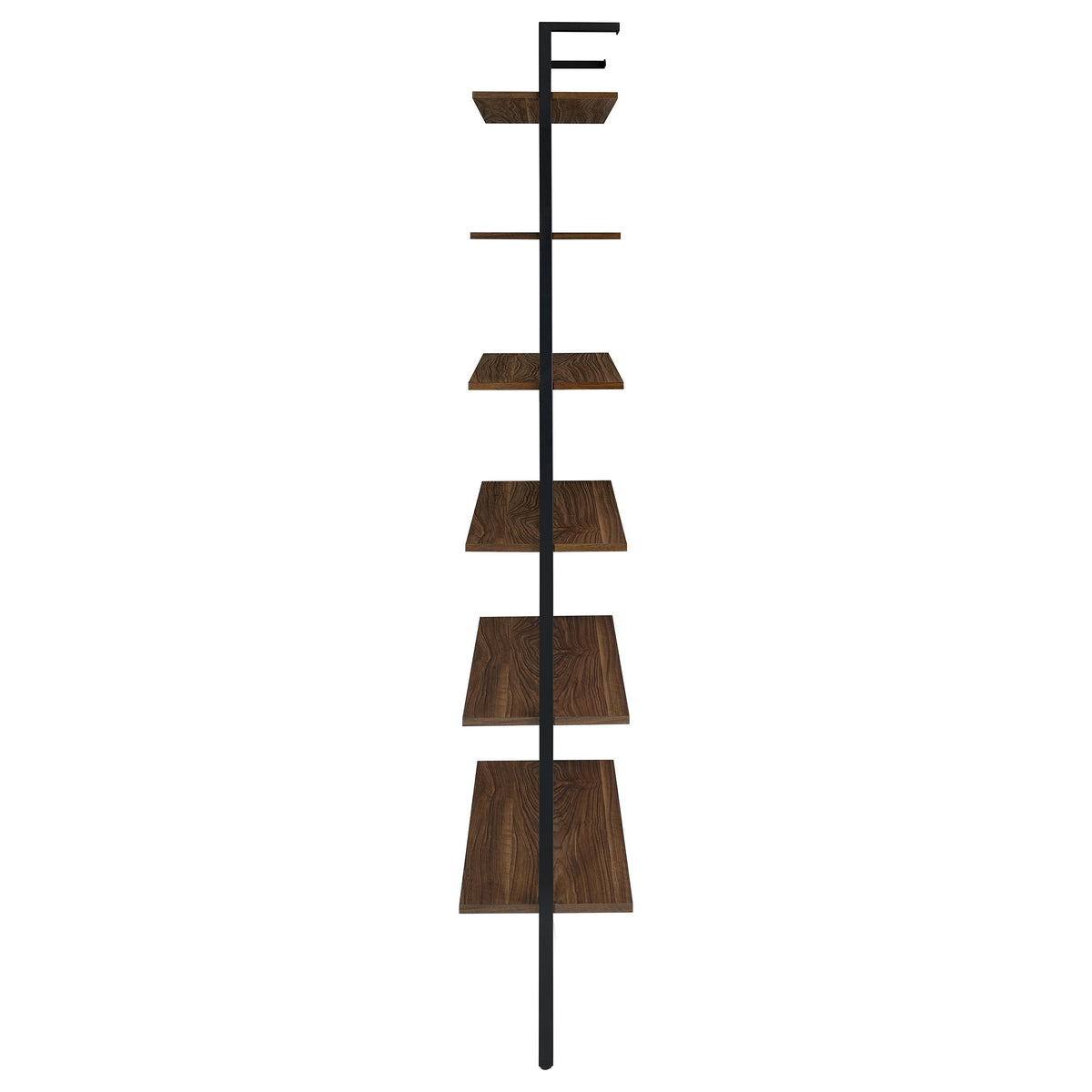 Owens 96" Tall 6-Shelf Wall Bookshelf - Walnut Shelves on Sandy Black Metal Frame – view 5