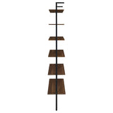 Owens 96" Tall 6-Shelf Wall Bookshelf - Walnut Shelves on Sandy Black Metal Frame – view 5