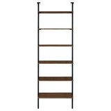 Owens 96" Tall 6-Shelf Wall Bookshelf - Walnut Shelves on Sandy Black Metal Frame – view 7