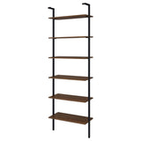Owens 96" Tall 6-Shelf Wall Bookshelf - Walnut Shelves on Sandy Black Metal Frame – view 8
