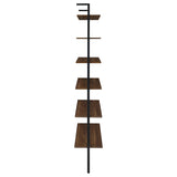 Owens 96" Tall 6-Shelf Wall Bookshelf - Walnut Shelves on Sandy Black Metal Frame – view 9