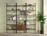 Owens 96" Tall Wall Shelf with Drawers & 3-Piece Bookshelf Wall - 3pcs- Wall Shelf with Drawers + 2 Open Shelf Units