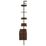 Owens 96" Tall Wall Shelf with Drawers & 3-Piece Bookshelf Wall - Walnut & Sandy Black Metal – view 7