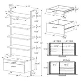 Owens 96" Tall Wall Shelf with Drawers & 3-Piece Bookshelf Wall - Walnut & Sandy Black Metal – view 14