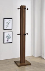 Rikkie Mid-Century Coat Rack with 8 Wood-Capped Hooks - Walnut & Black Metal – view 1