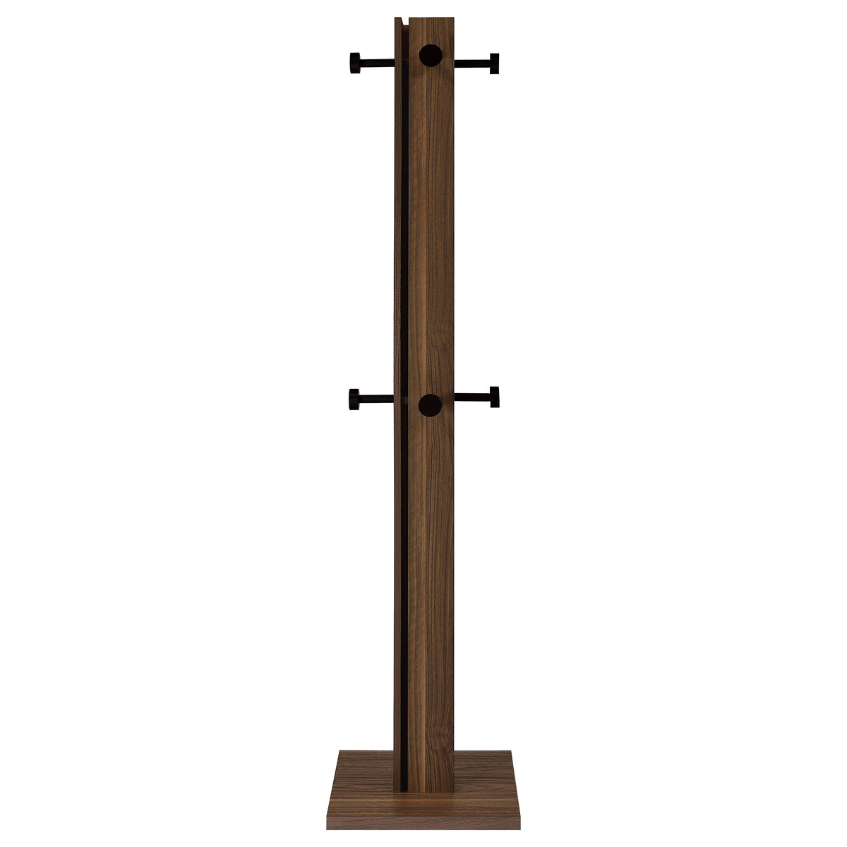 Rikkie Mid-Century Coat Rack with 8 Wood-Capped Hooks - Walnut & Black Metal – view 3