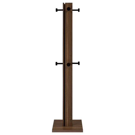 Rikkie Mid-Century Coat Rack with 8 Wood-Capped Hooks - Walnut & Black Metal – view 3