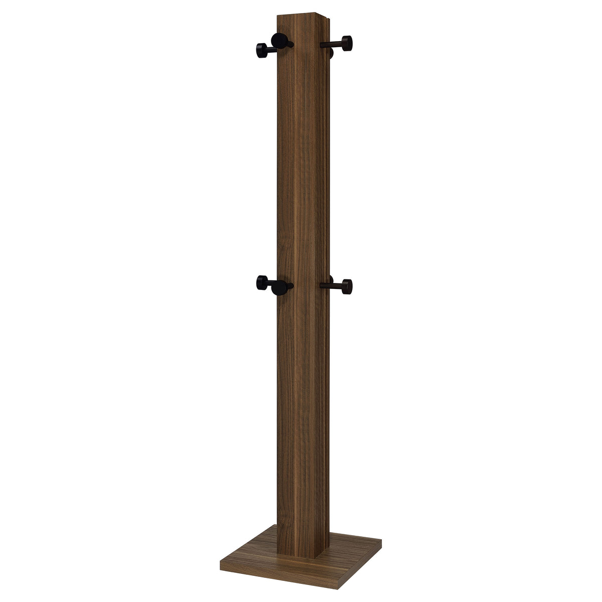 Rikkie Mid-Century Coat Rack with 8 Wood-Capped Hooks - Walnut & Black Metal – view 4