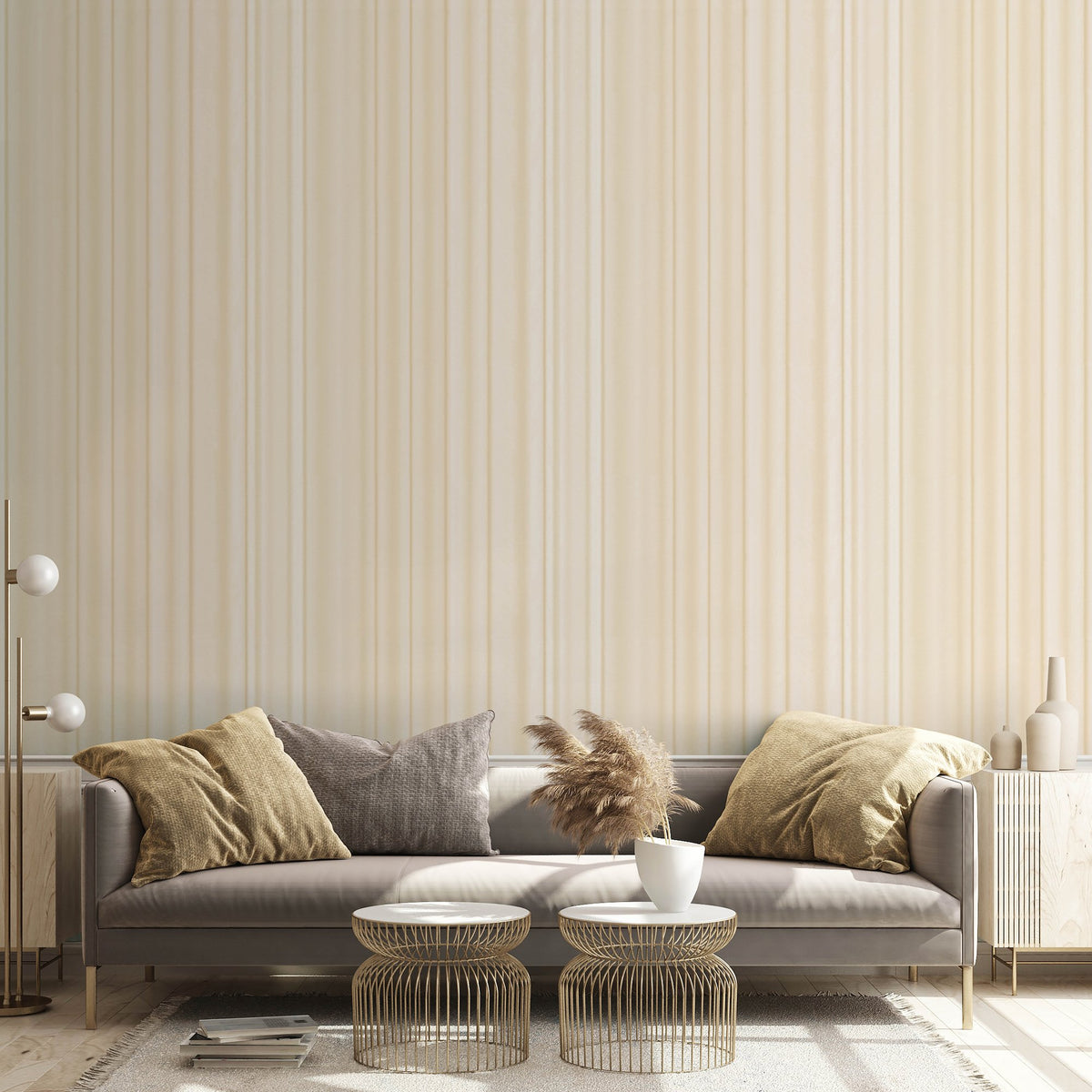 Earth Silk Wave Wallpaper - Non-Woven, Paste the Wall in Beige