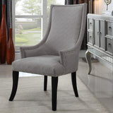 Audrey Greek Key Fabric Accent Chair in Grey - front view