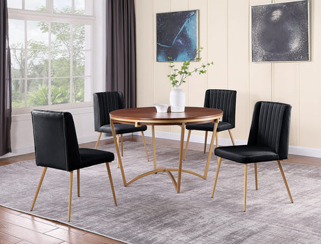 Adaline Mid-Century Modern Wood Veneer 5 Pcs Round Dining Set in Black