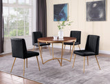 Adaline Mid-Century Modern Wood Veneer 5 Pcs Round Dining Set in Black - Black