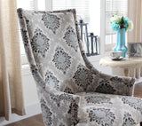 Audrey Gray Damask Fabric Accent Chair - room setting