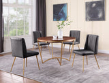 Adaline Mid-Century Modern Wood Veneer 5 Pcs Round Dining Set in Grey