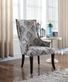 Audrey Gray Damask Fabric Accent Chair - front view