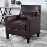 Modern Faux Leather Espresso Accent Chair - front view