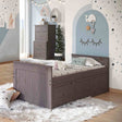 Marinos Rustic Twin Captain Bed with Underbed Drawers - Gray