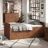 Marinos Rustic Twin Captain Bed with Underbed Drawers - Mahogany