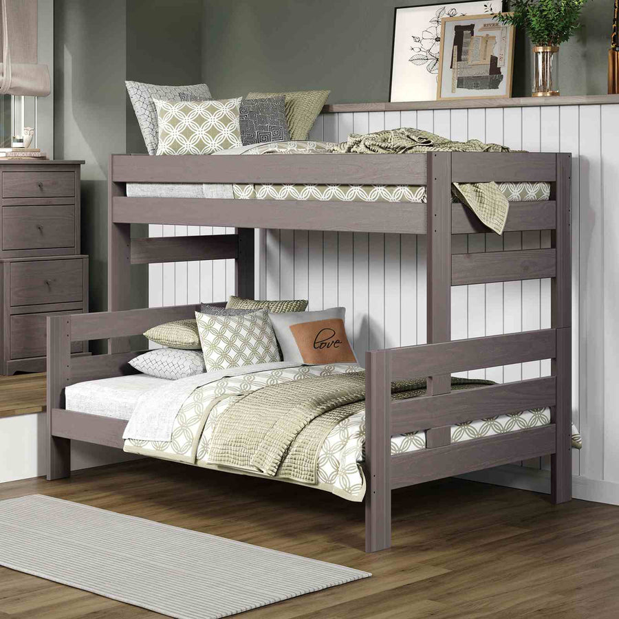 Damaris Rustic Twin over Full Bunk Bed - Solid Brazilian Pine with Headboard/Footboard Ladder