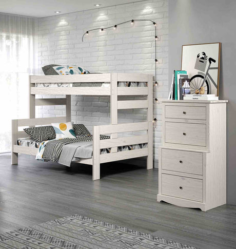 Damaris Rustic Twin over Full Bunk Bed - White