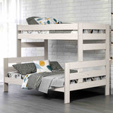 Damaris Rustic Twin over Full Bunk Bed - Solid Brazilian Pine with Headboard/Footboard Ladder – Gray & White, view 3