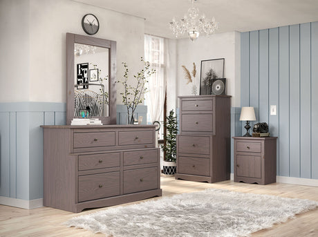 Stavros Rustic Youth Bedroom Storage - Plank-Style Chest, Dresser, Mirror & Nightstand in Solid Pine – Gray & Brown, view 13