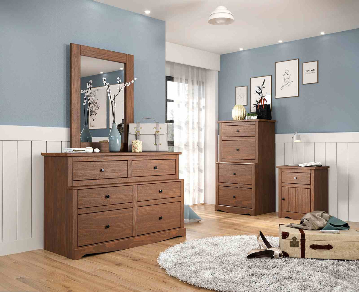 Stavros Rustic Youth Bedroom Storage - Plank-Style Chest, Dresser, Mirror & Nightstand in Solid Pine – Gray & Brown, view 14
