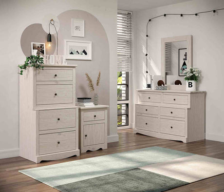 Stavros Rustic Youth Bedroom Storage - Plank-Style Chest, Dresser, Mirror & Nightstand in Solid Pine – Gray & Brown, view 15