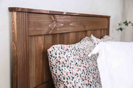Ila Rustic Plank-Style Headboard - American Pine in Mahogany, Twin, Full or Queen – Brown, view 3