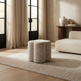 Lilou Cream Striped Jacquard Fabric Storage Accent Stool - Modern Organic & Functional Seating