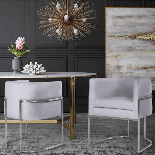 Giselle Velvet Dining Chair with Silver Base