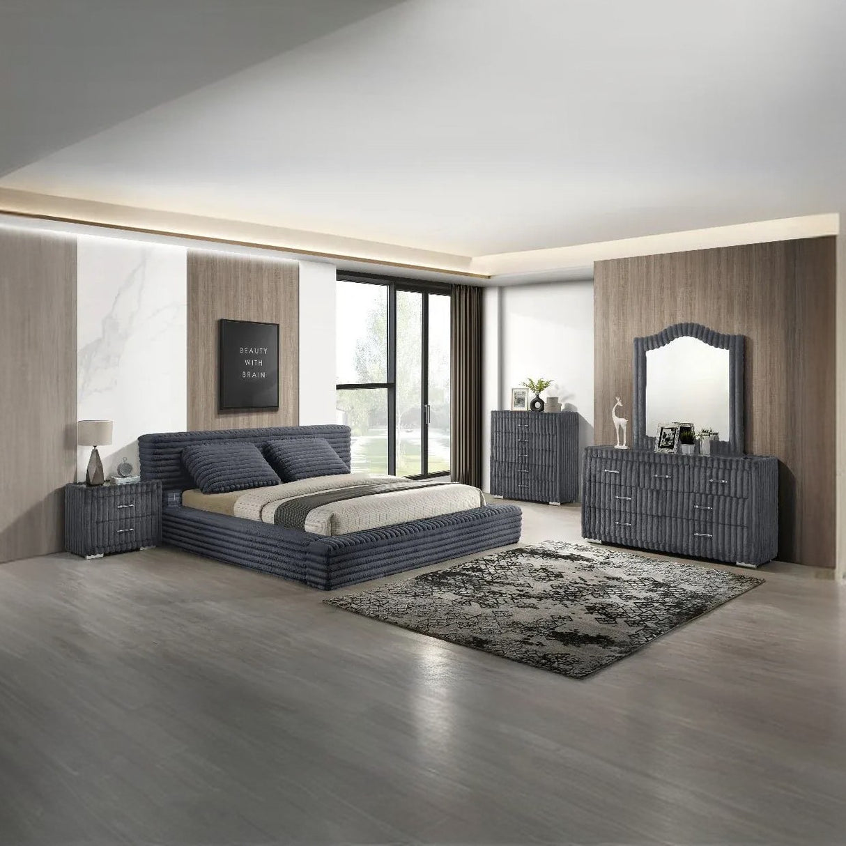 Sandy 5-Piece Upholstered Modern Bedroom Set