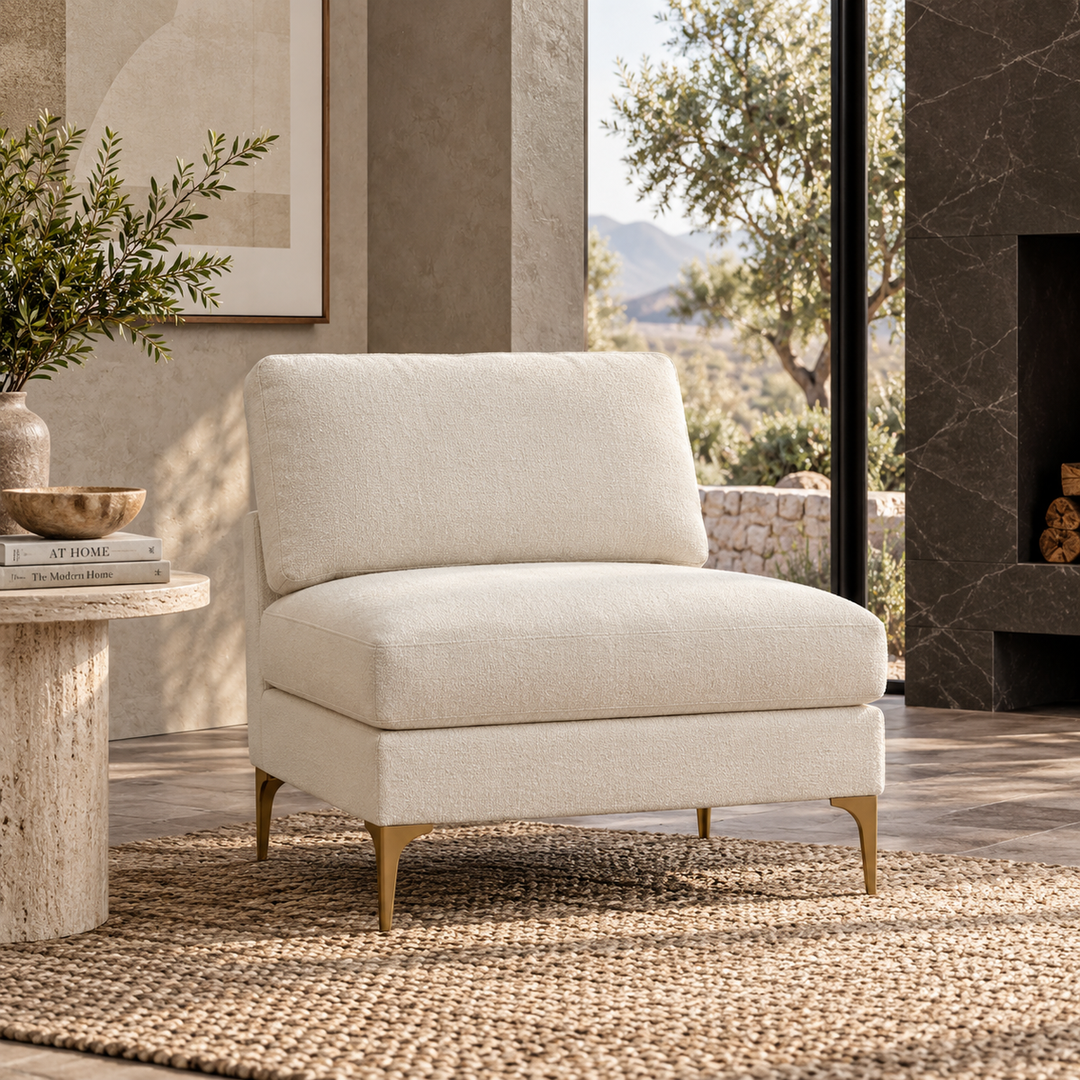 Serena Performance Velvet Modular Armless Chair