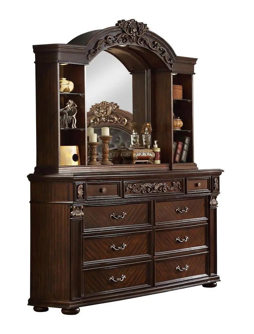 Traditional Ornate Cherry Wood 5-Piece Aspen Bedroom Furniture Set