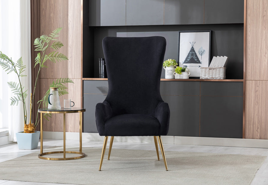 The Blair chair legs showing floor protectors on the gold metal base.
