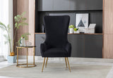 The Blair chair legs showing floor protectors on the gold metal base.