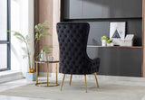 Frontal view of the Blair high-back accent chair for interior design.