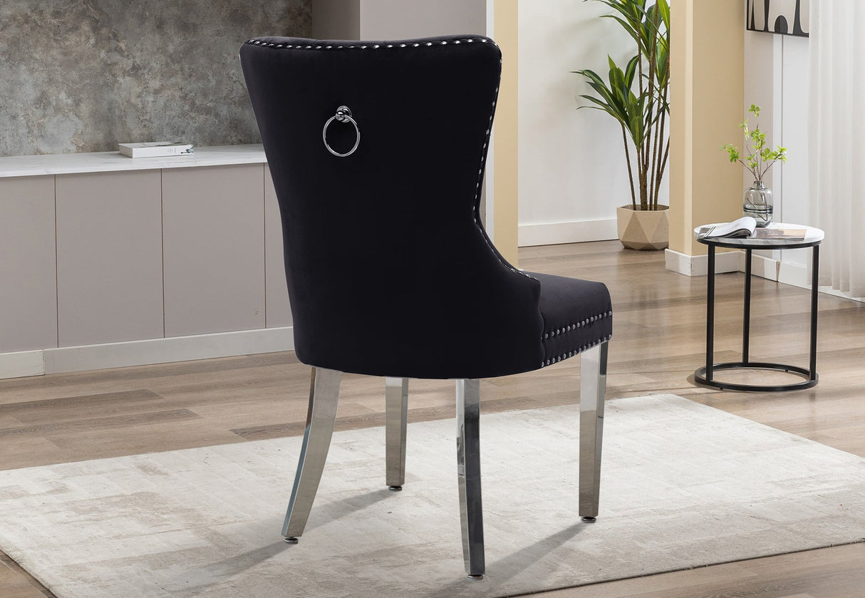 Rear view highlighting the deep button tufting on the chair backrest