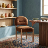 Bruno Performance Chenille Arched Back Dining Chair with Solid Oak Frame - Retro Modern & Dining Seating