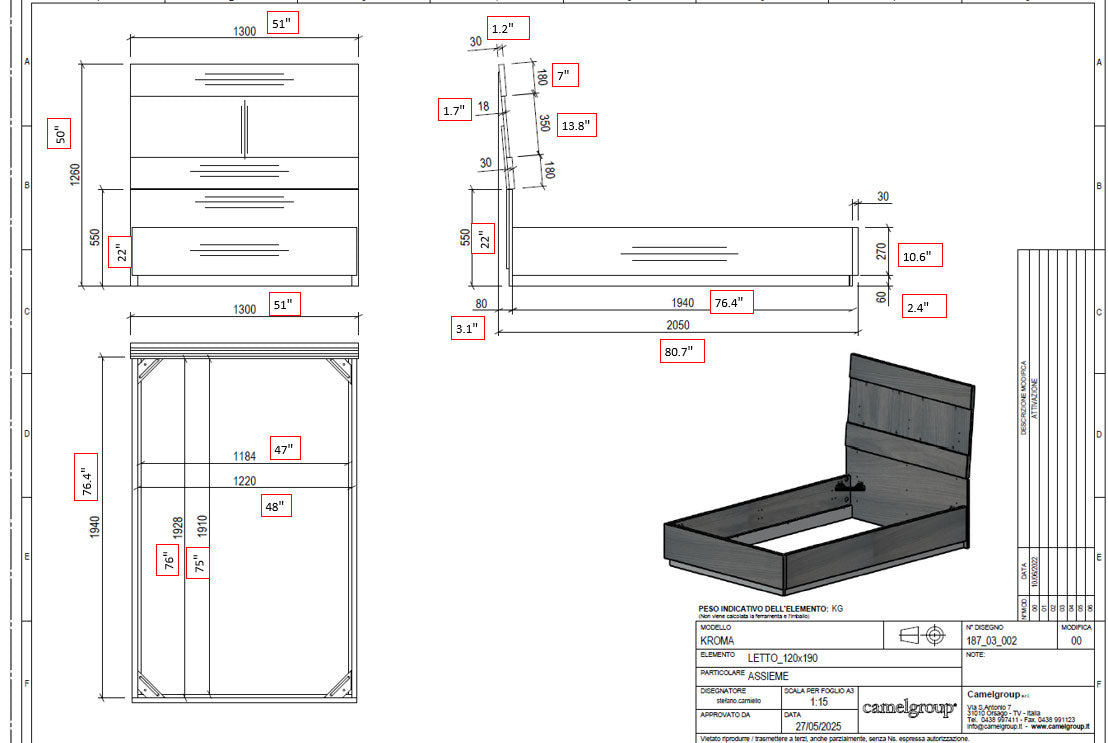 Kroma Modern Italian Bed Collection by Camelgroup